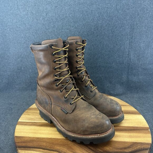 Red Wing 4420 Loggermax Work Boots Mens 8D Brown Waterproof Vibram Steel Toe 9” - Picture 2 of 9